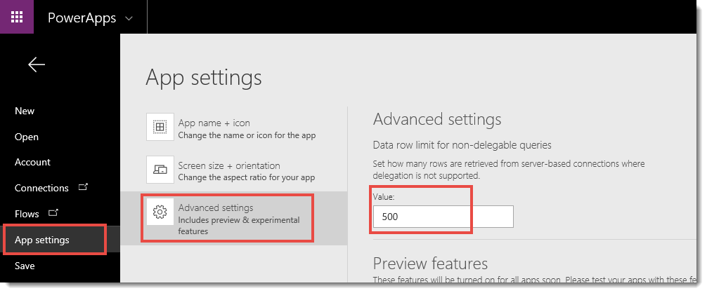 App Advanced Settings
