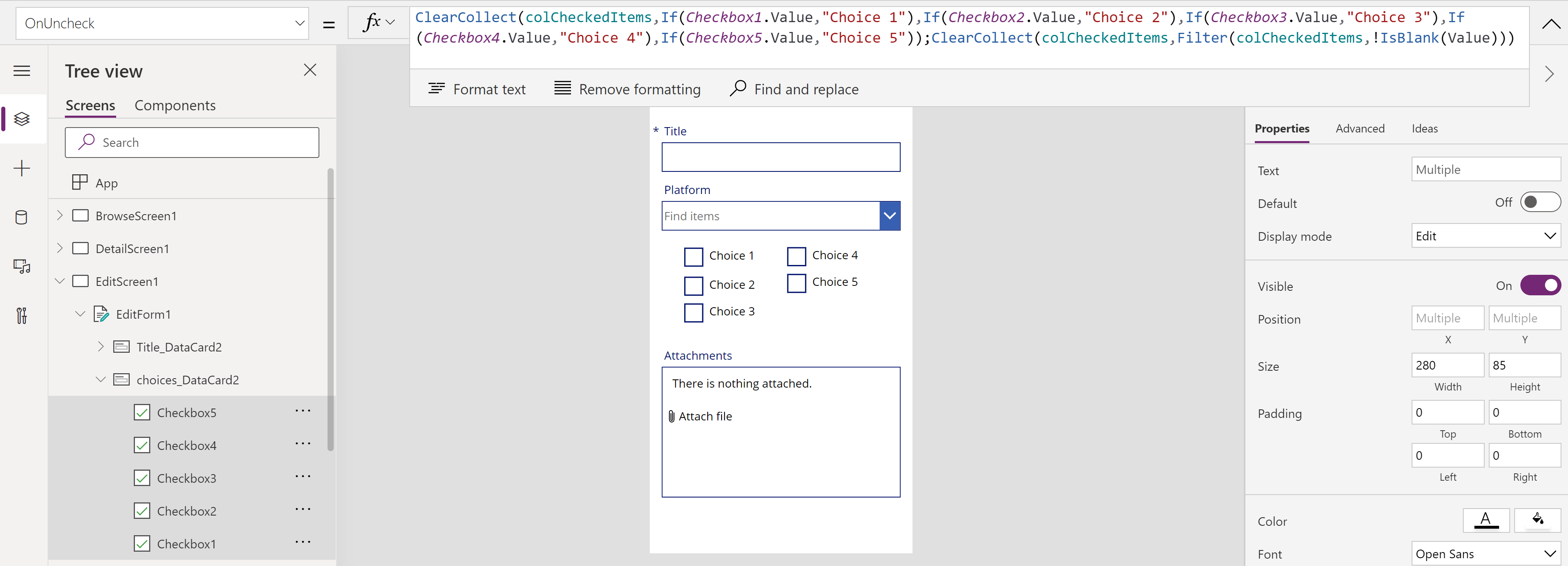 check and uncheck formula