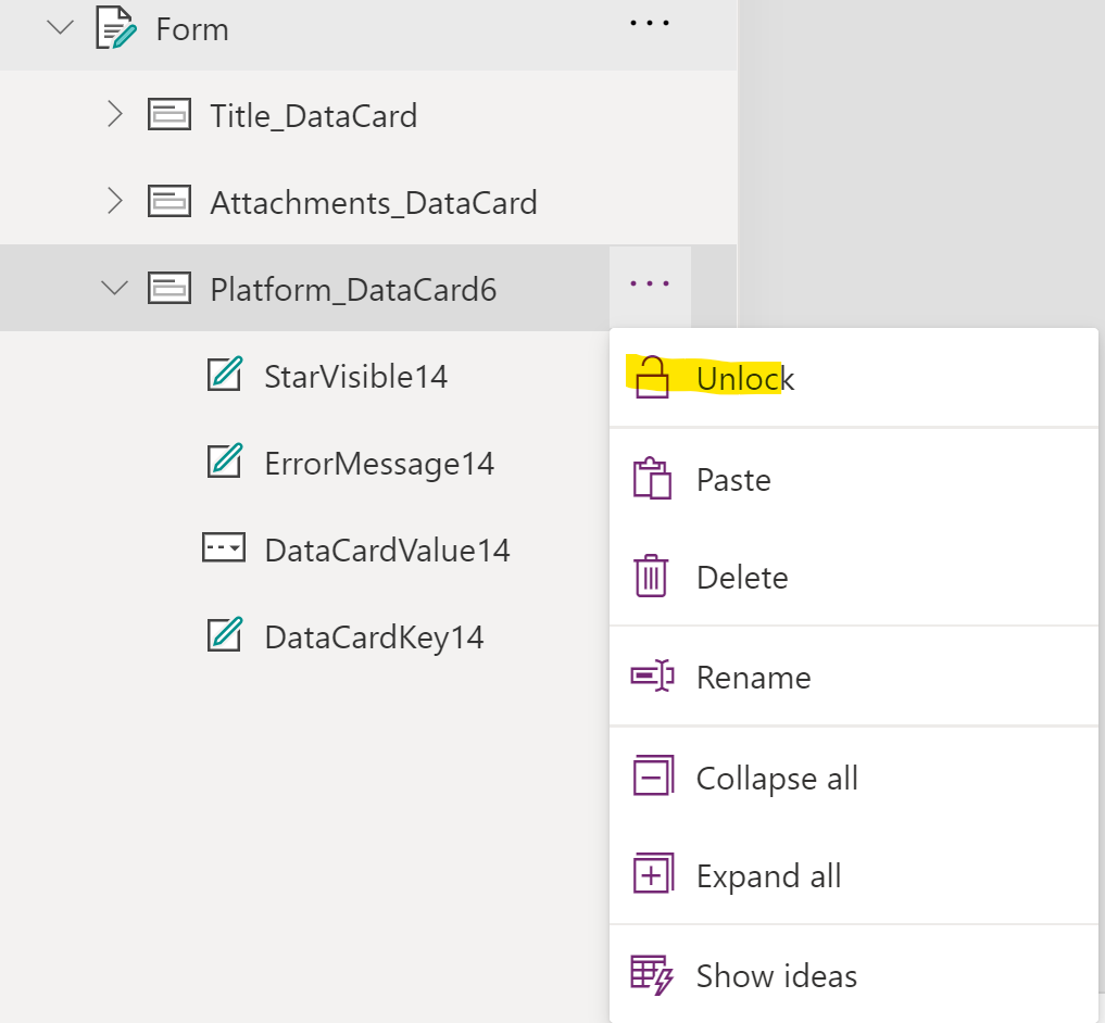 Unlock datacard